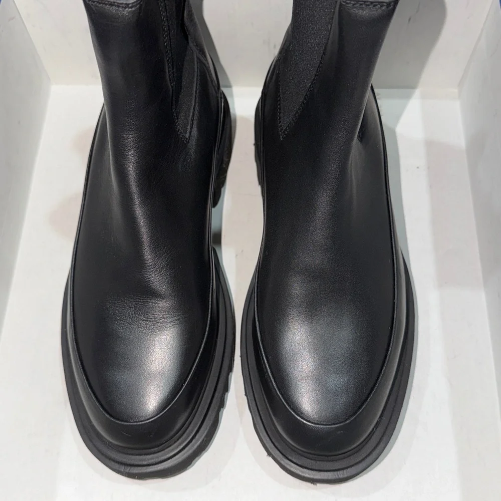 ‼️NEW All Saints Harlee Lug Sole Black Leather Chelsea Boots